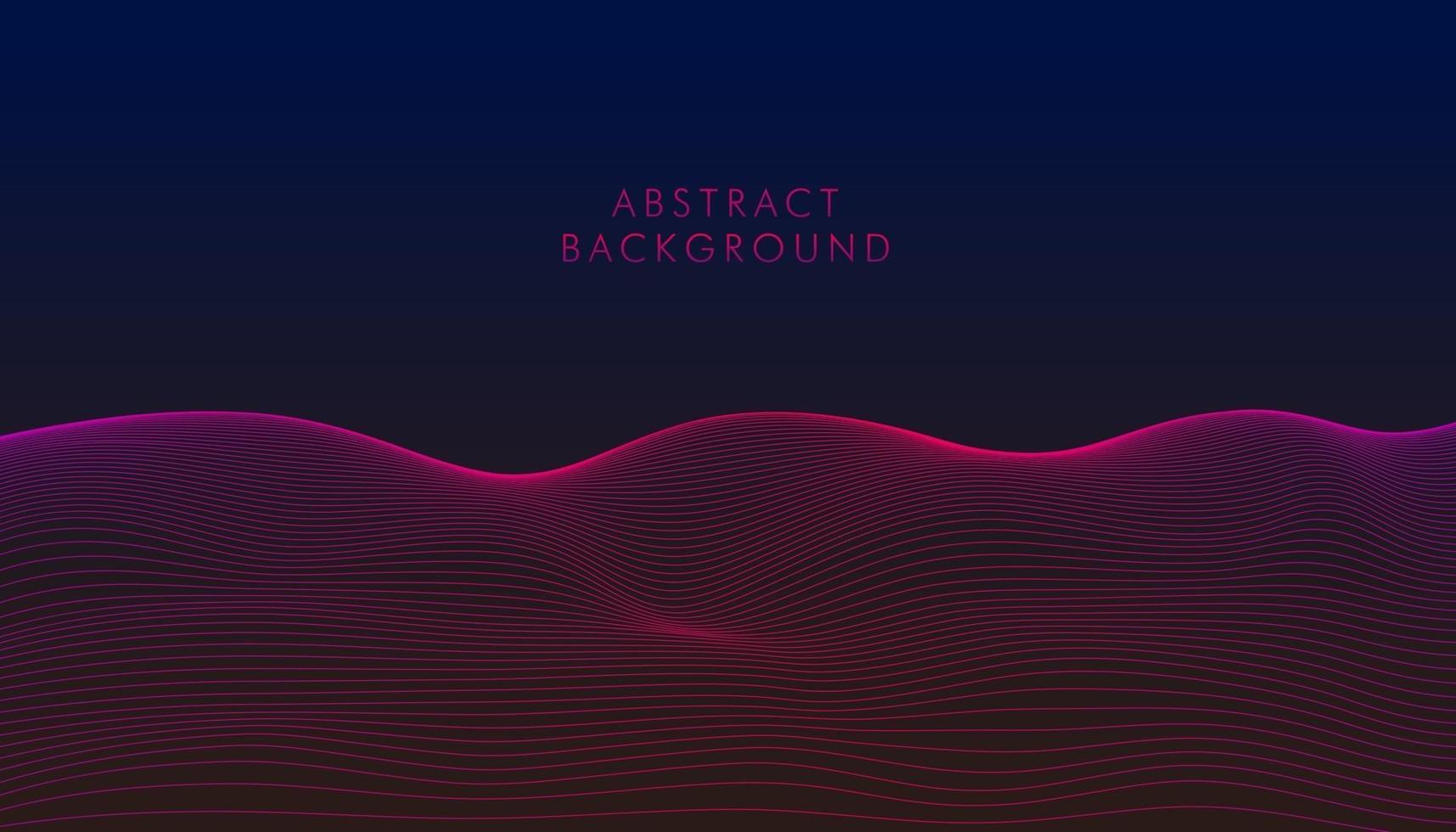 ciencia de onda futurista abstracta, banner de tecnología con rejilla de línea brillante magenta sobre fondo púrpura oscuro. diseño de tecnología moderna. ilustración vectorial. vector