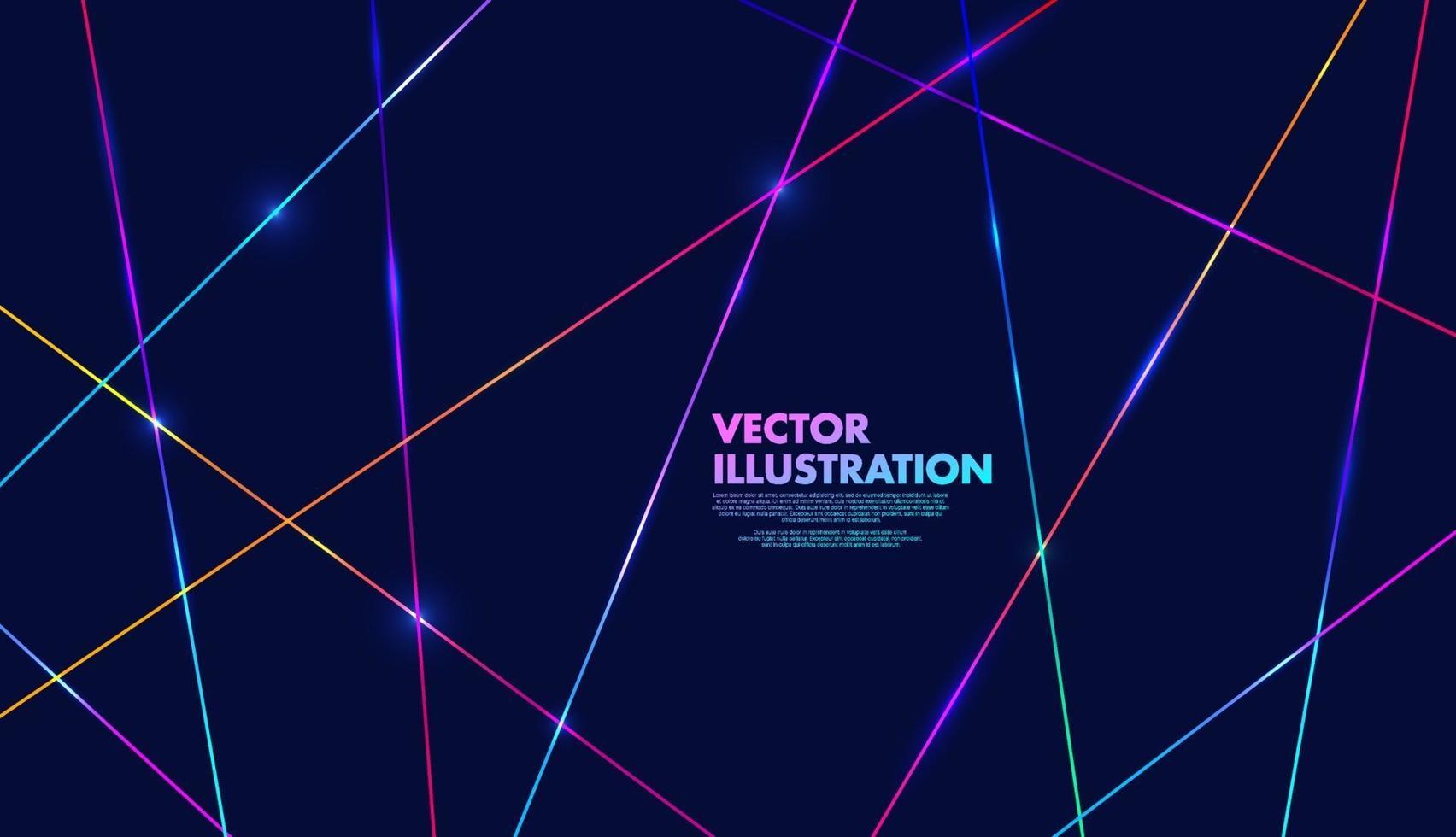 Abstract colorful neon light on dark blue background. Modern and minimal concept. You can use for cover template, poster, banner web, flyer, print ad. Vector illustration