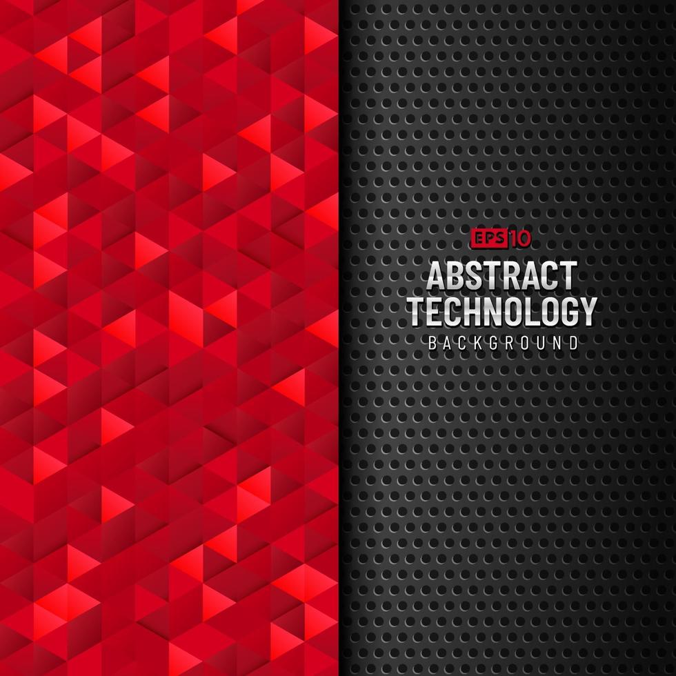 Abstract template metal background with red triangle shapes. Technology futuristic concept. You can use for cover, poster, banner web, flyer, Landing page, Print ad. Vector illustration