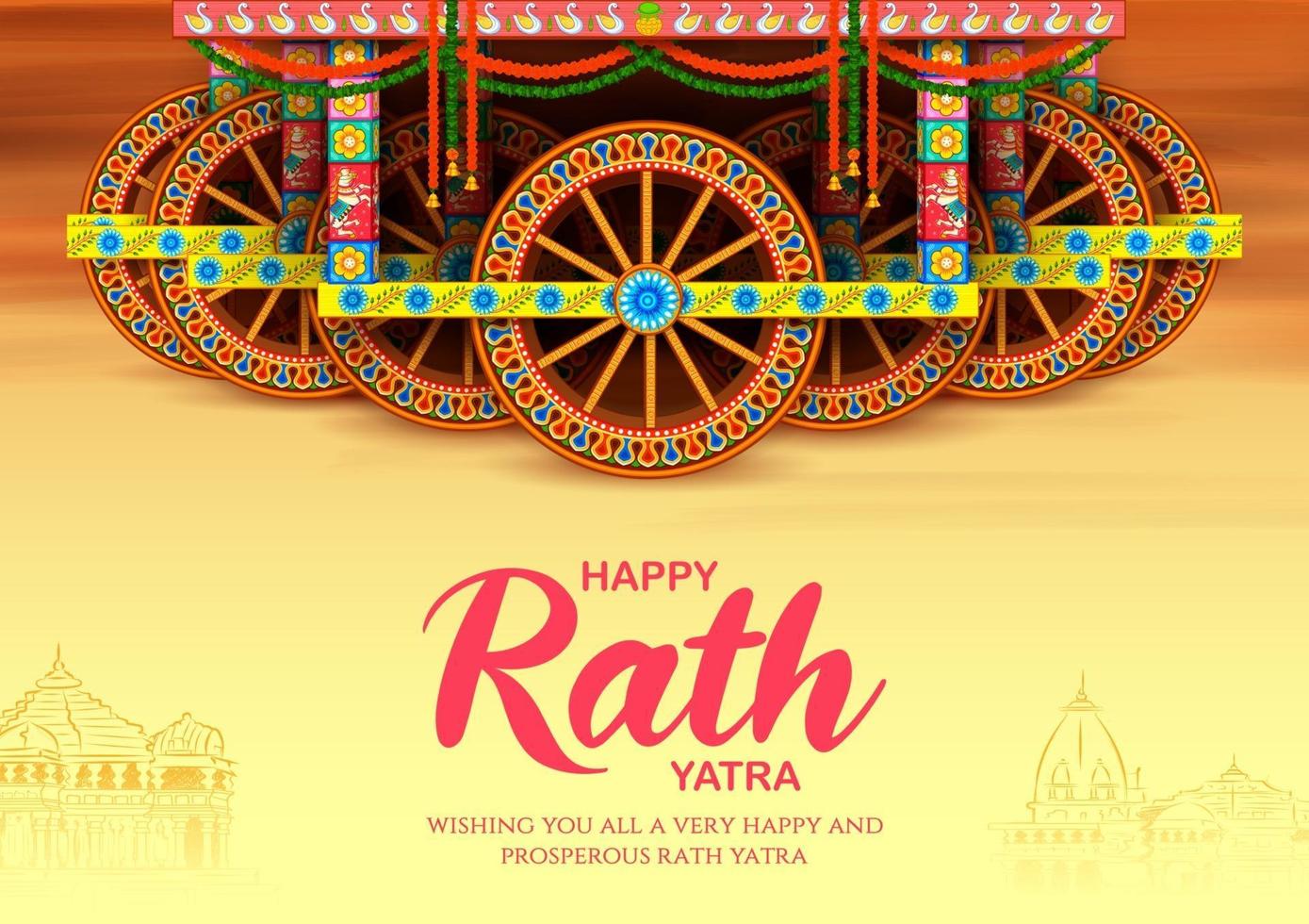 illustration of Lord Jagannath, Balabhadra and Subhadra on annual Rathayatra in Odisha festival background vector