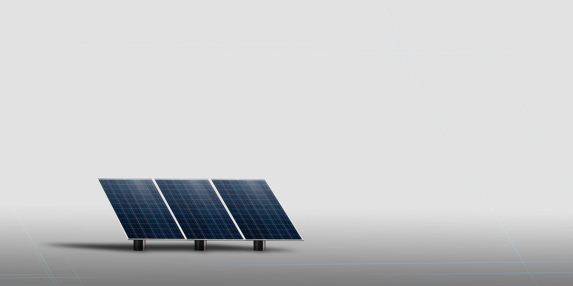 Solar panels look up to the sky to receive the sunlight 3D illustration photo