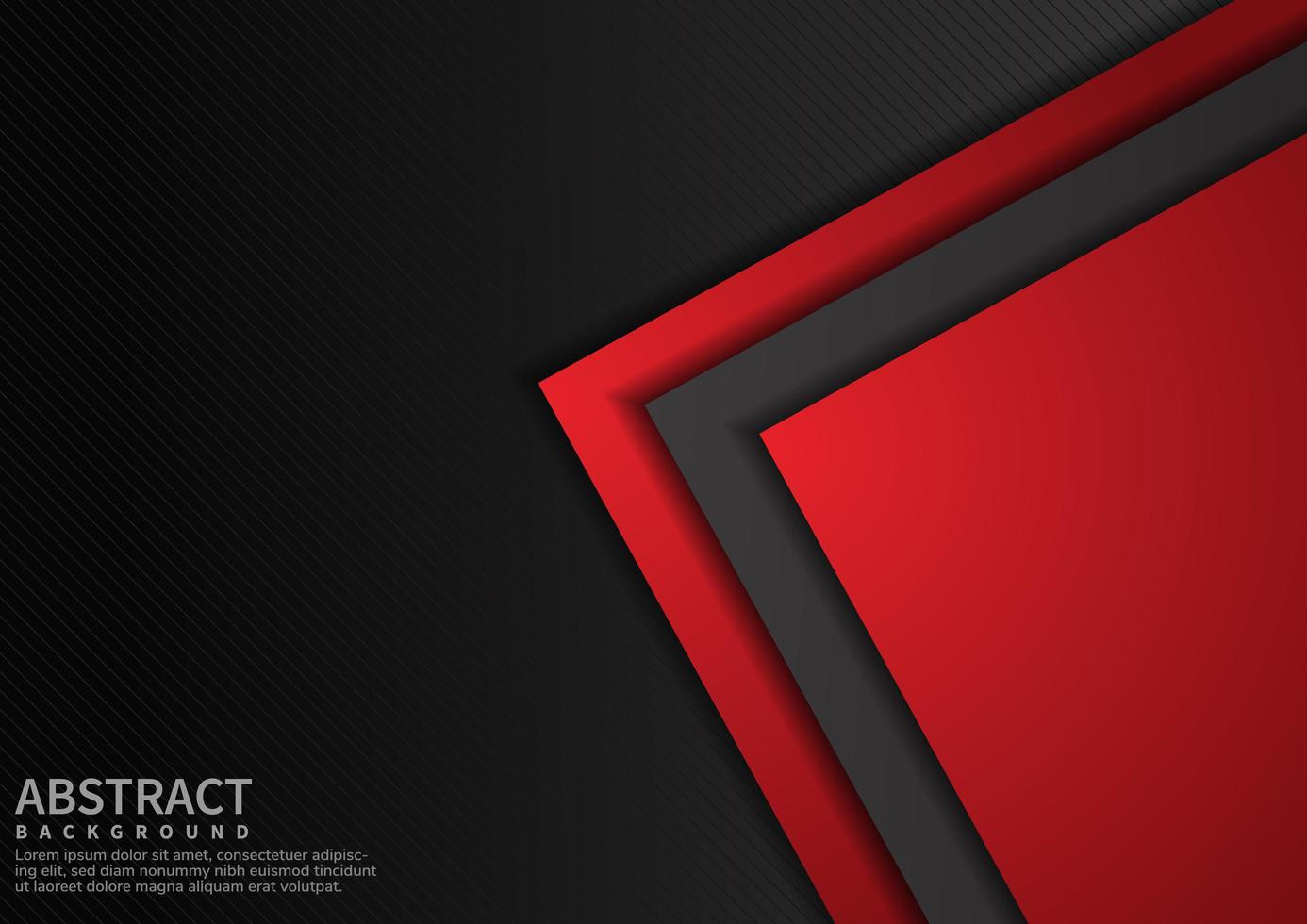 Plantilla abstracta geométrica superpuesta en rojo y negro sobre fondo negro con espacio para copiar texto. vector