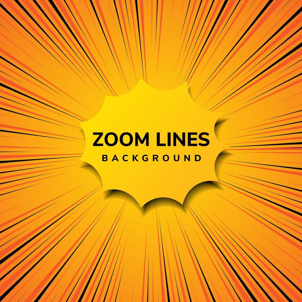 Abstract zoom line comic motion and pop art style with yellow on orange background. vector