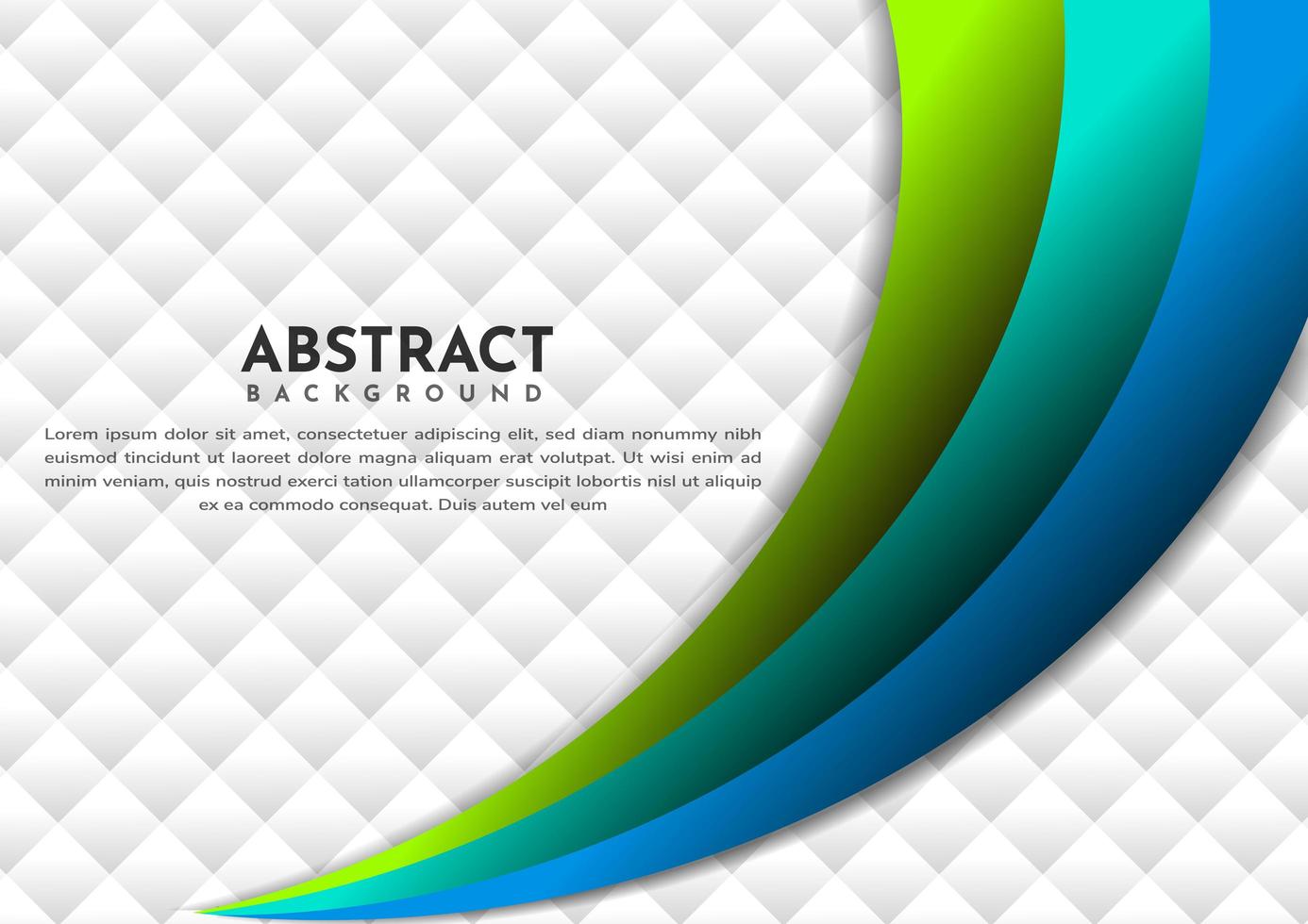 Fondo superpuesto de capa de degradado de curva de línea azul y verde abstracta con espacio de copia para texto. vector