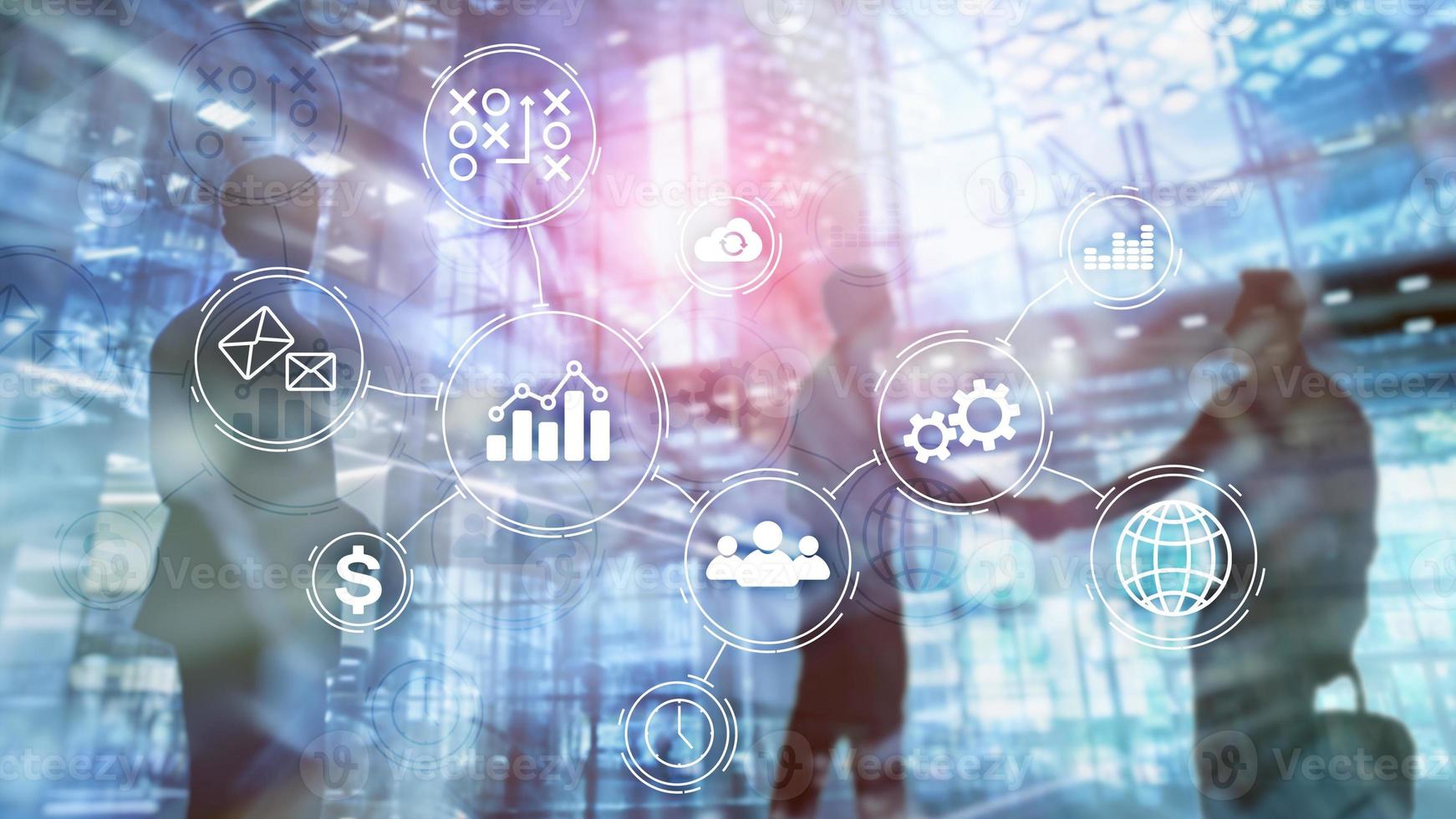Business process automation concept on blurred background. photo