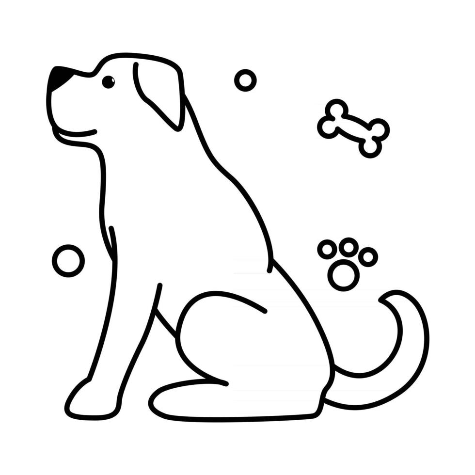 Cute Cartoon Vector Illustration icon of a big dog. It is outline style.