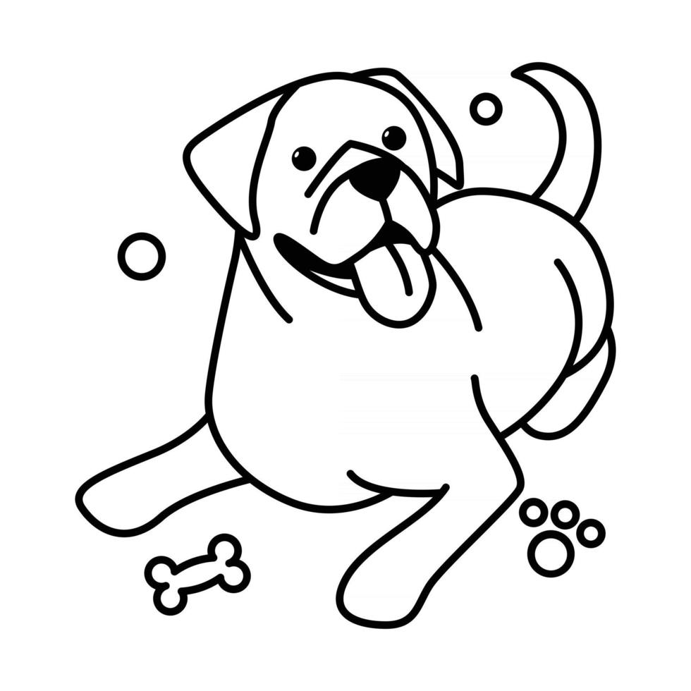 Cute Cartoon Vector Illustration icon of a big dog. It is outline style.