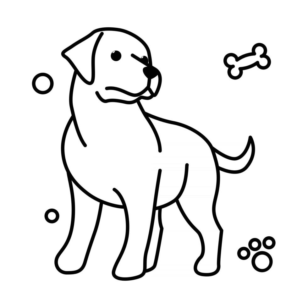 icono de ilustración de vector de dibujos animados lindo de un perro grande. es estilo de contorno.