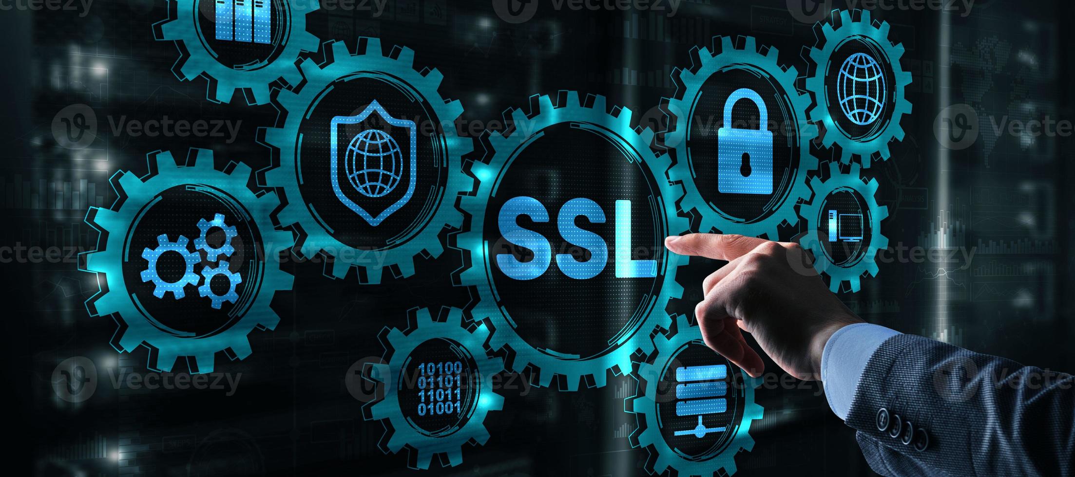 SSL Secure Sockets Layer concept. Cryptographic protocols provide secured communications photo