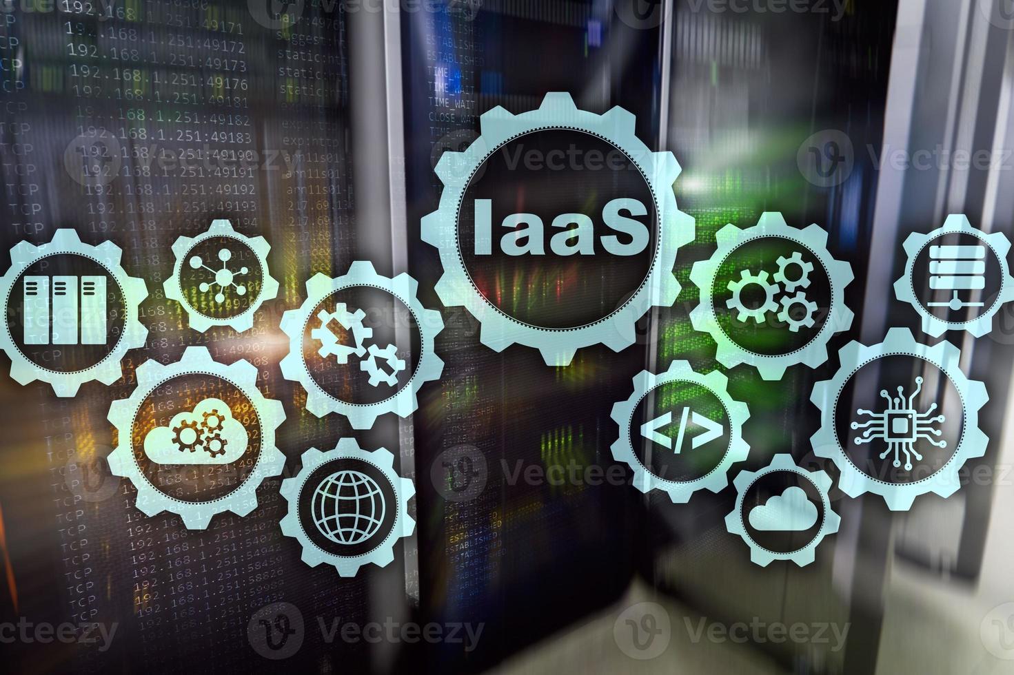 iaas, infraestructura como servicio. concepto de redes e internet en línea. iconos gráficos en una pantalla digital foto