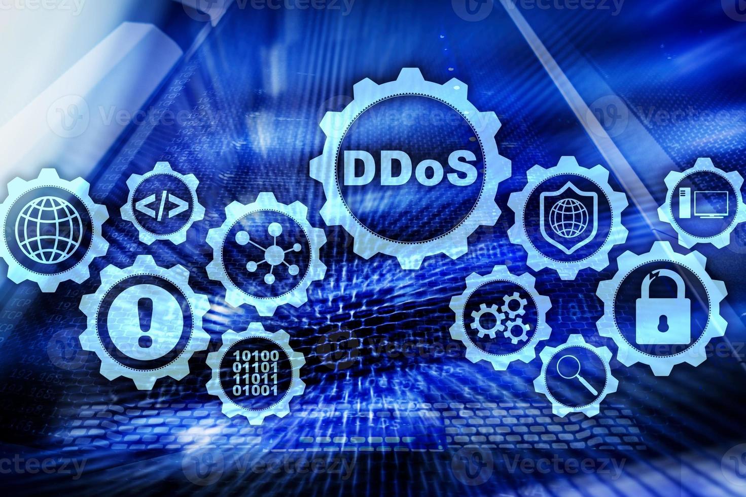 DDoS Cyber Attack. Technology, Internet and Protection Network concept. Server datacenter background photo