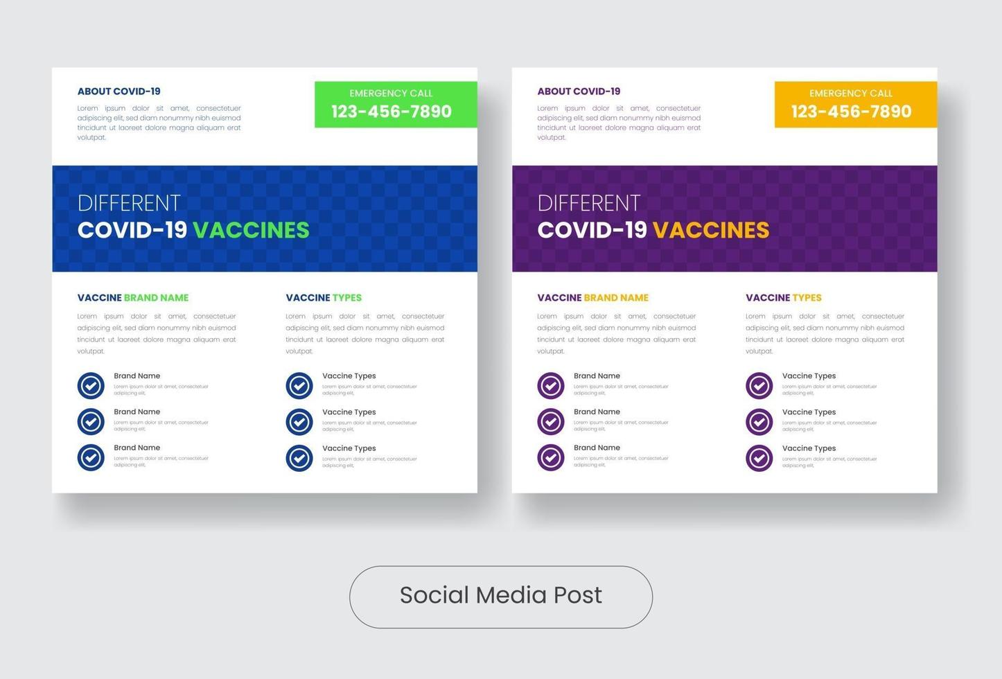 Covid-19 vaccine education social media post banner template set vector