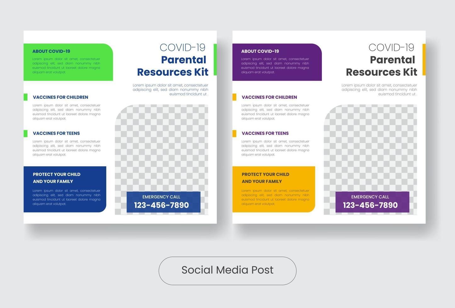 Covid19 vaccine education social media post banner template set vector