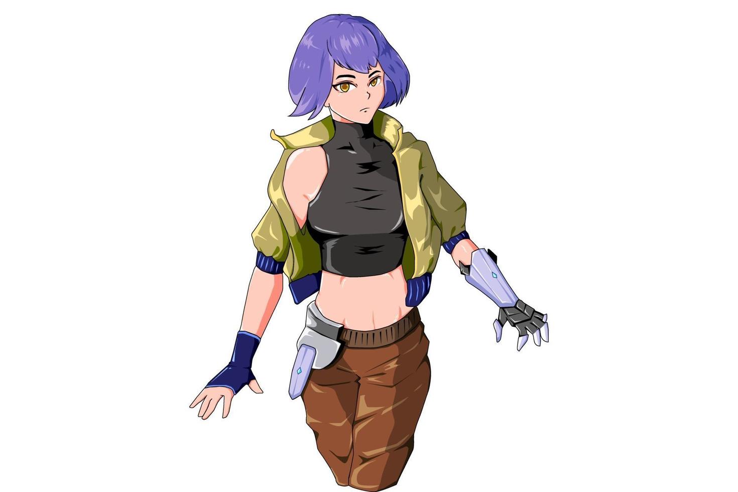Character design girl with gauntlet vector