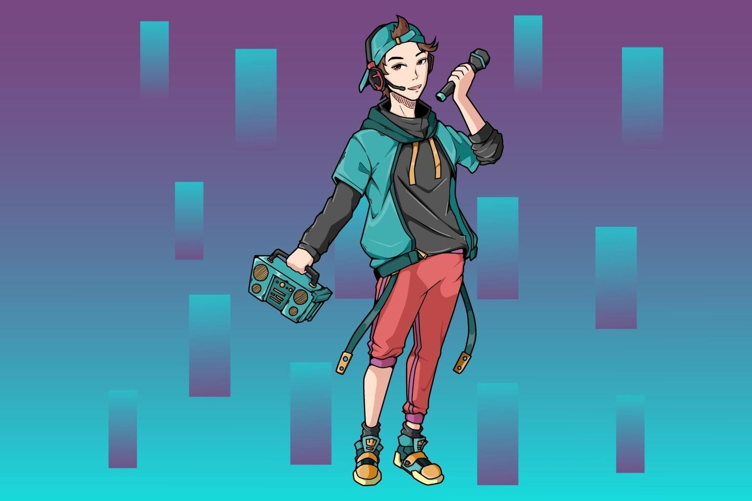 diseño de personajes de radio street boy vector