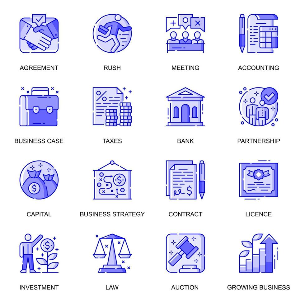 conjunto de iconos de línea plana de web de negocios vector