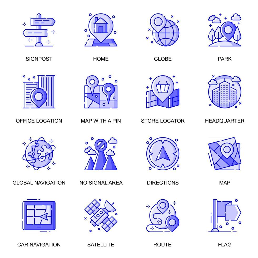 conjunto de iconos de línea plana de navegación web vector