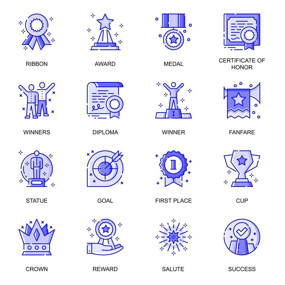 Success web flat line icons set vector