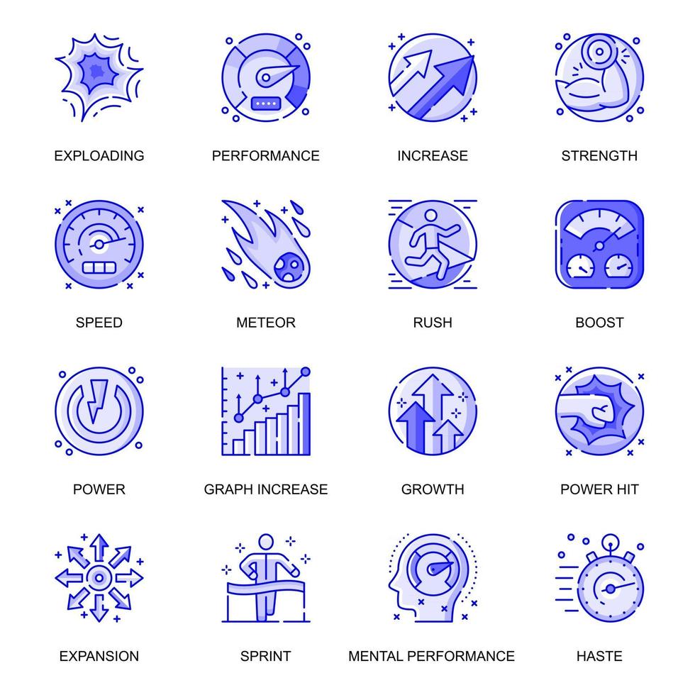 Performance web flat line icons set vector