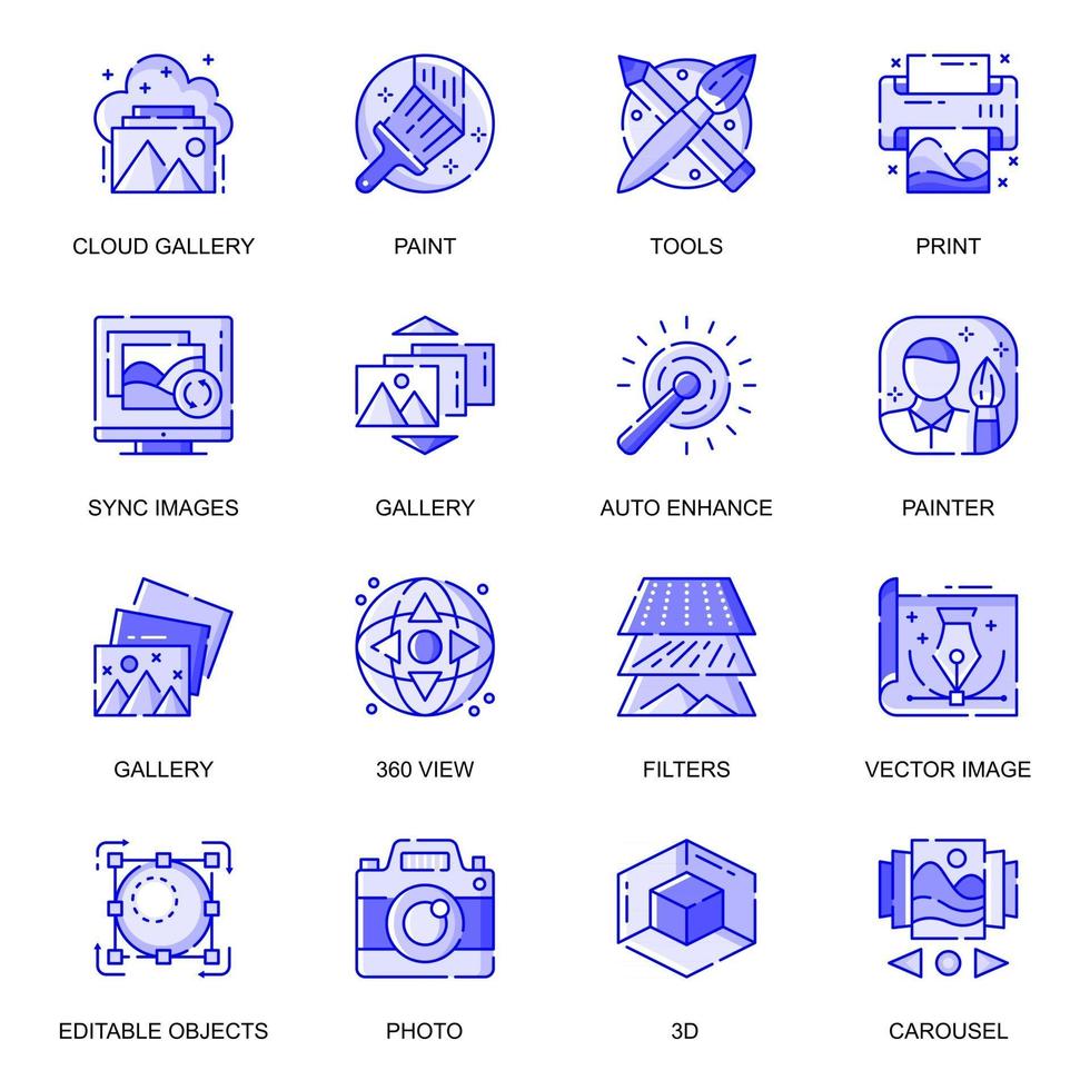 imágenes web conjunto de iconos de línea plana vector