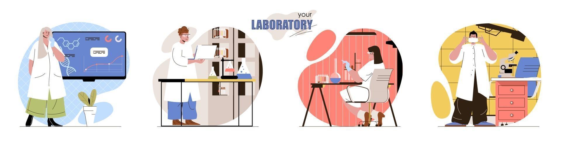 Your Laboratory concept scenes set vector