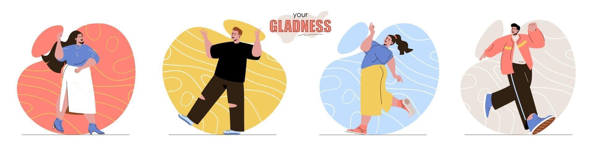 Your Gladness concept scenes set vector
