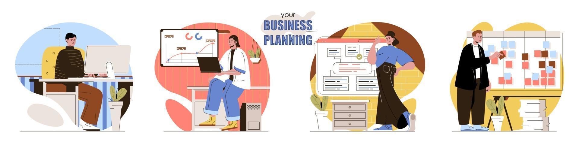 Your Business Planning concept scenes set vector