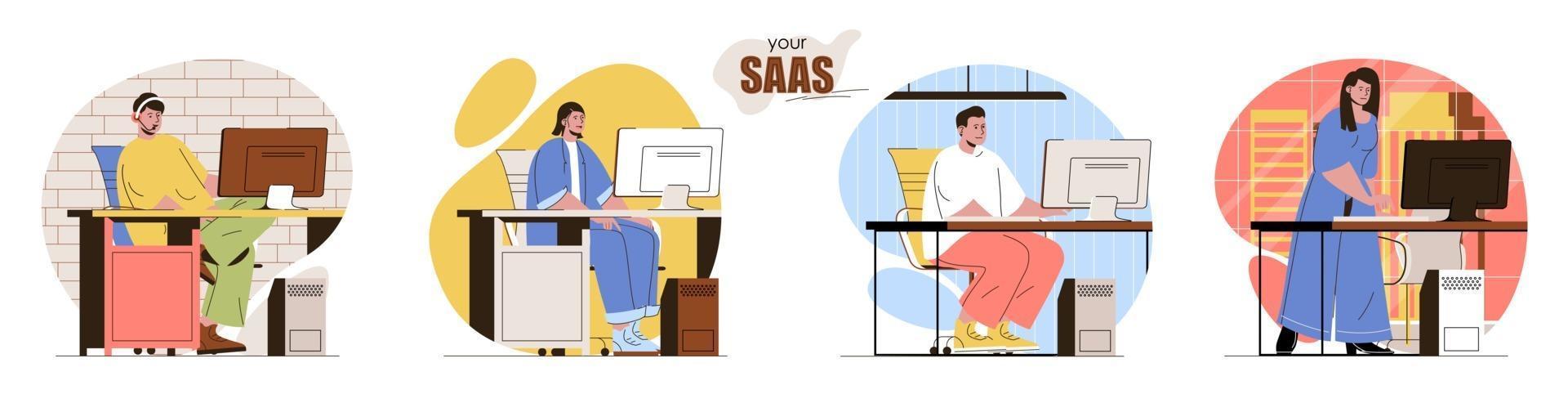 Your SaaS concept scenes set vector