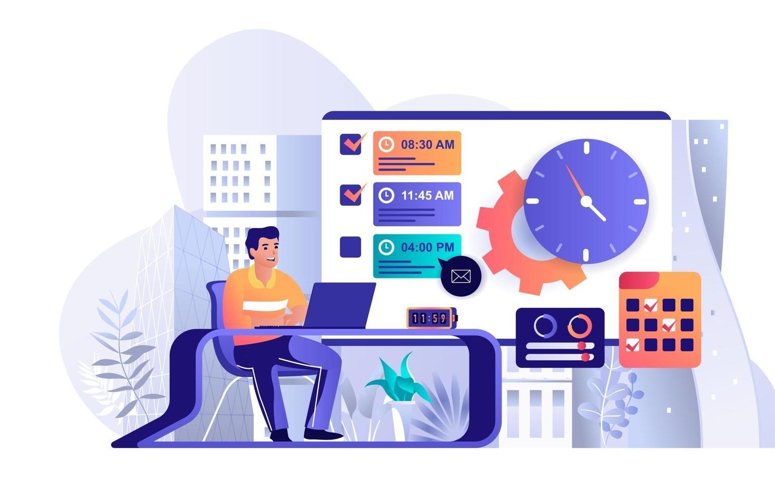 Time management concept in flat design vector