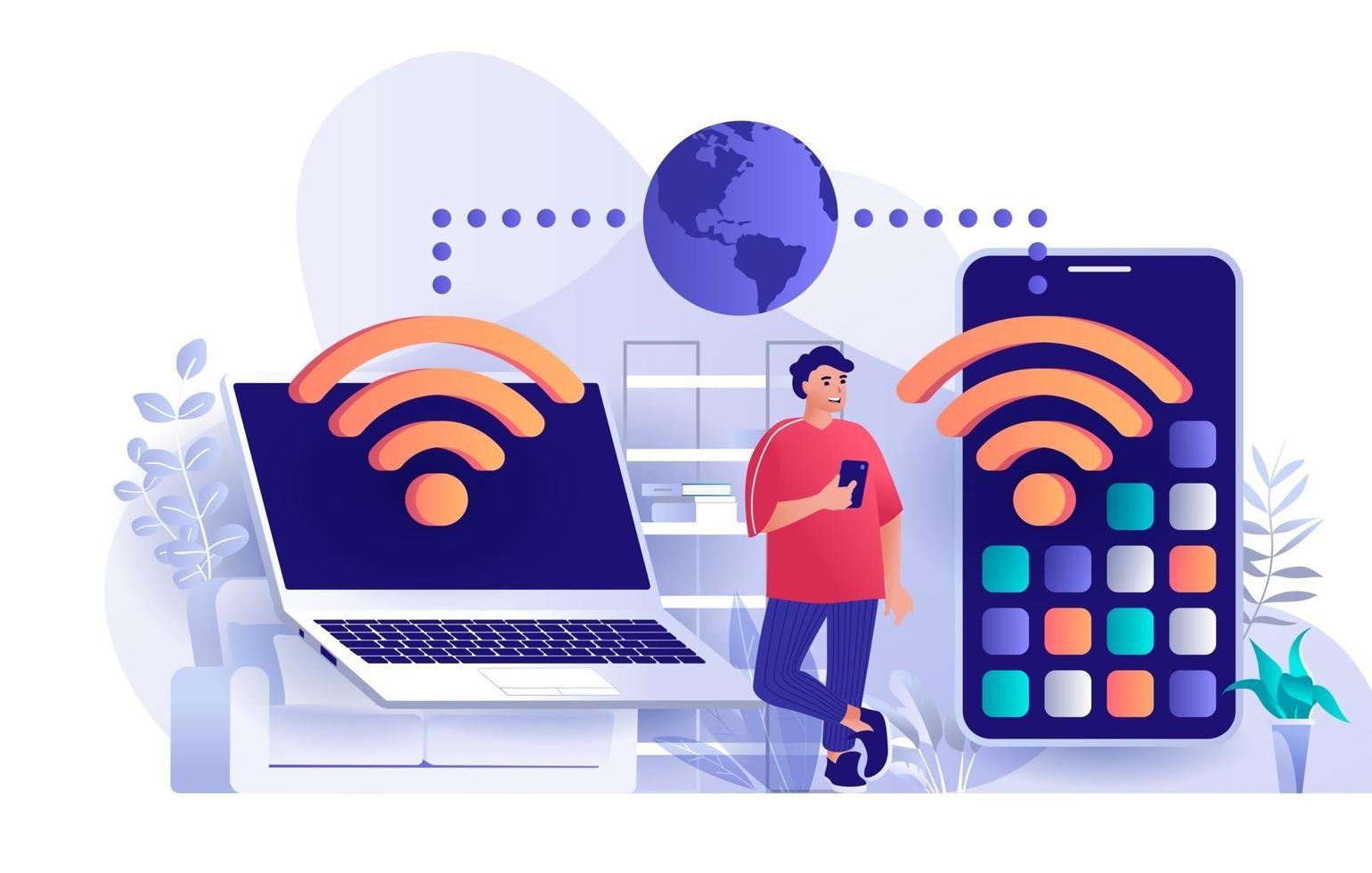 Wireless technology concept in flat design vector