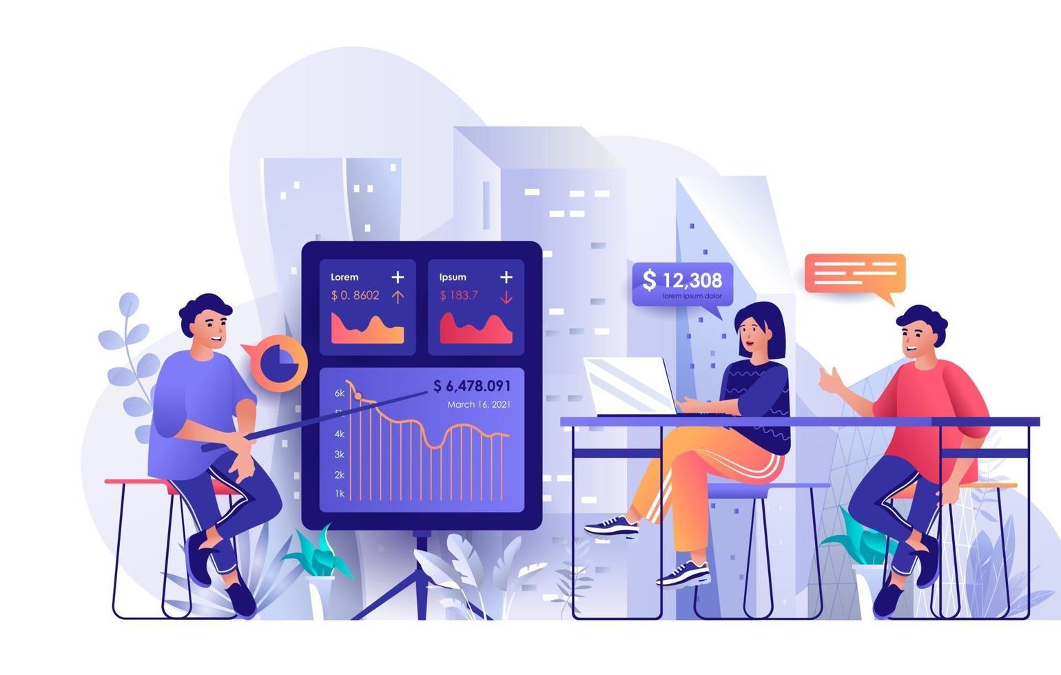 Business training concept in flat design vector