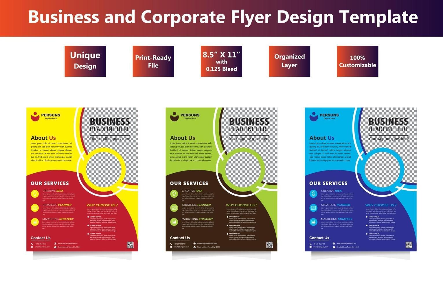 Corporate Flyer Template Set vector