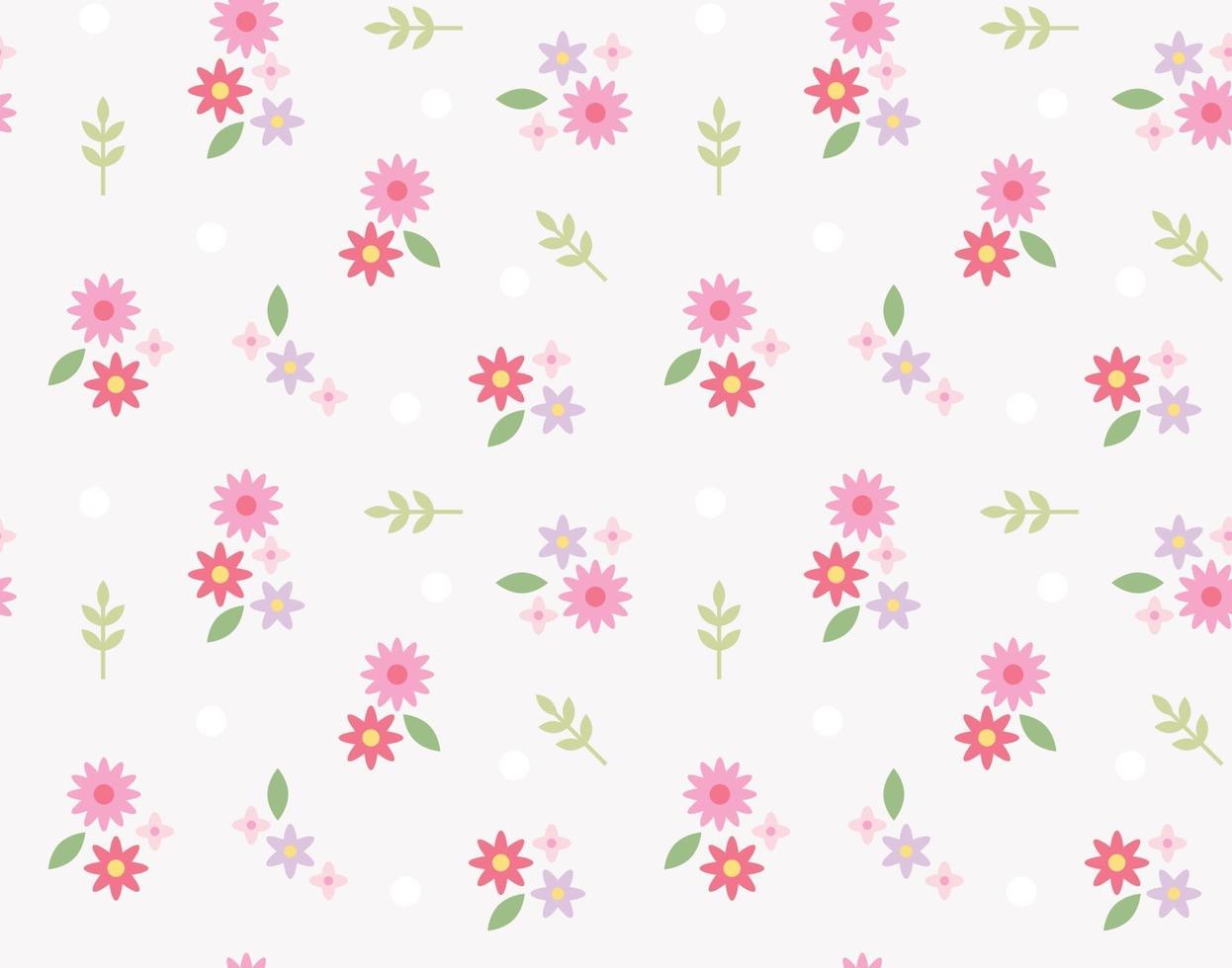 Cute flowers are creating a retro pattern. Simple pattern design template. vector