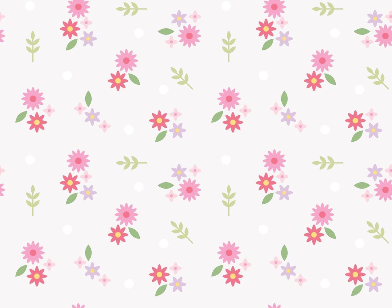 Cute flowers are creating a retro pattern. Simple pattern design template. vector