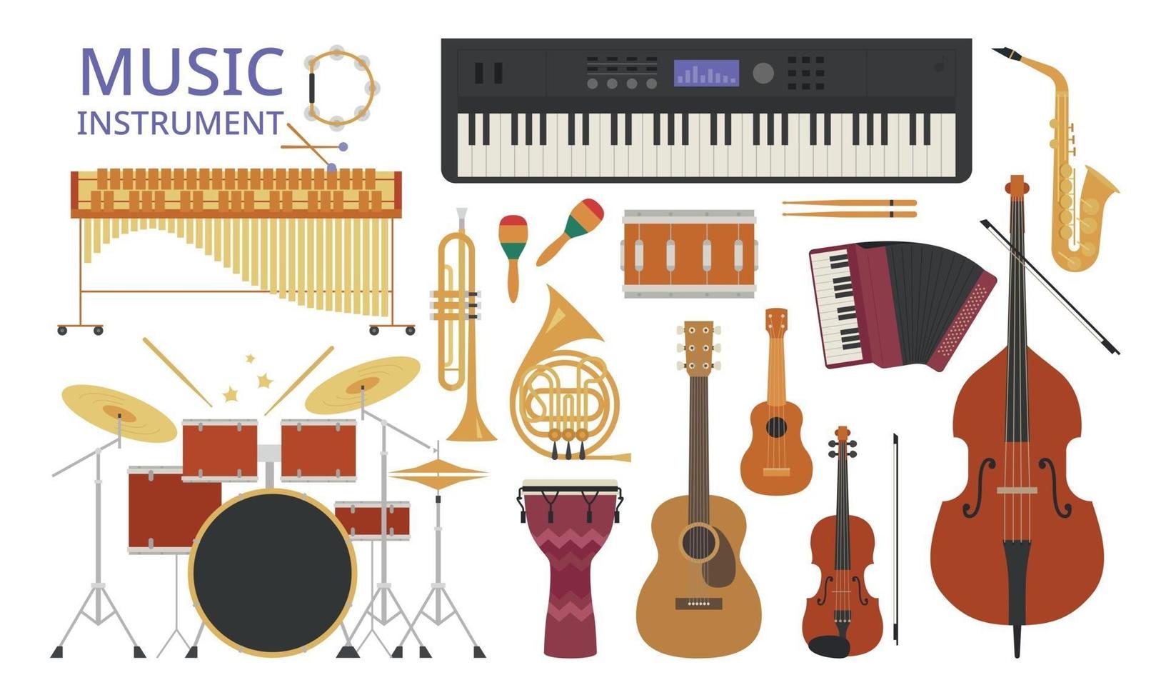 una colección de varios instrumentos. ilustraciones de diseño vectorial. vector