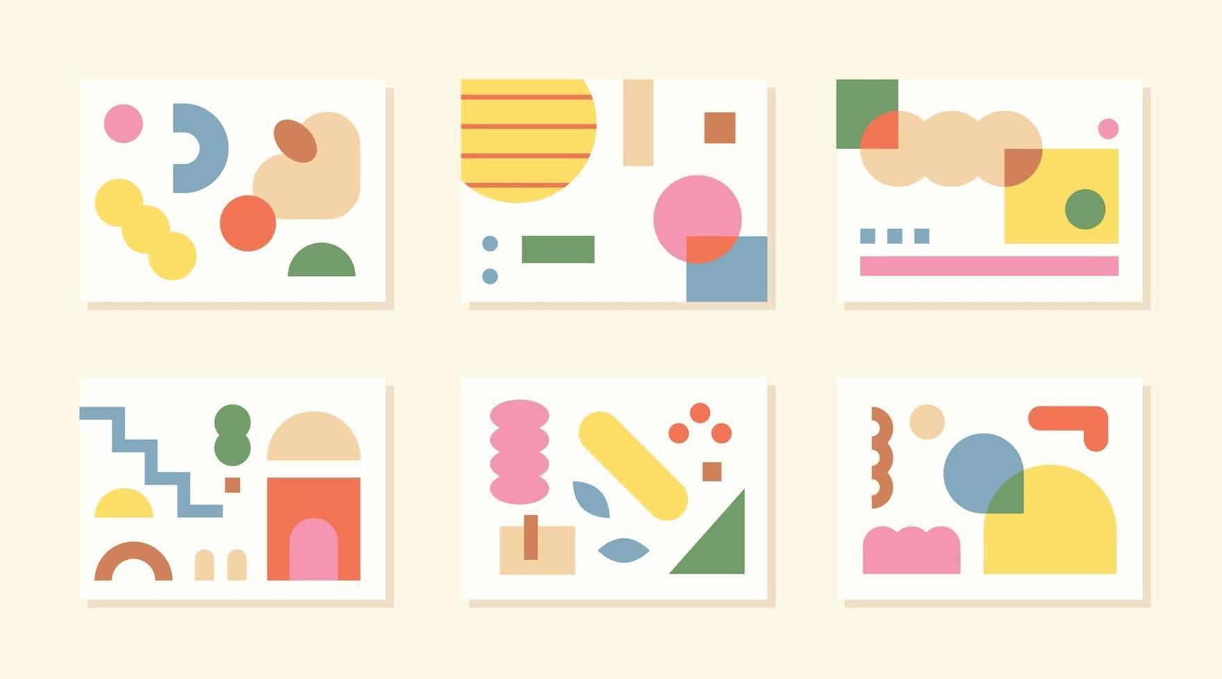 Abstract shapes are designed on postcards. Simple pattern design template. vector