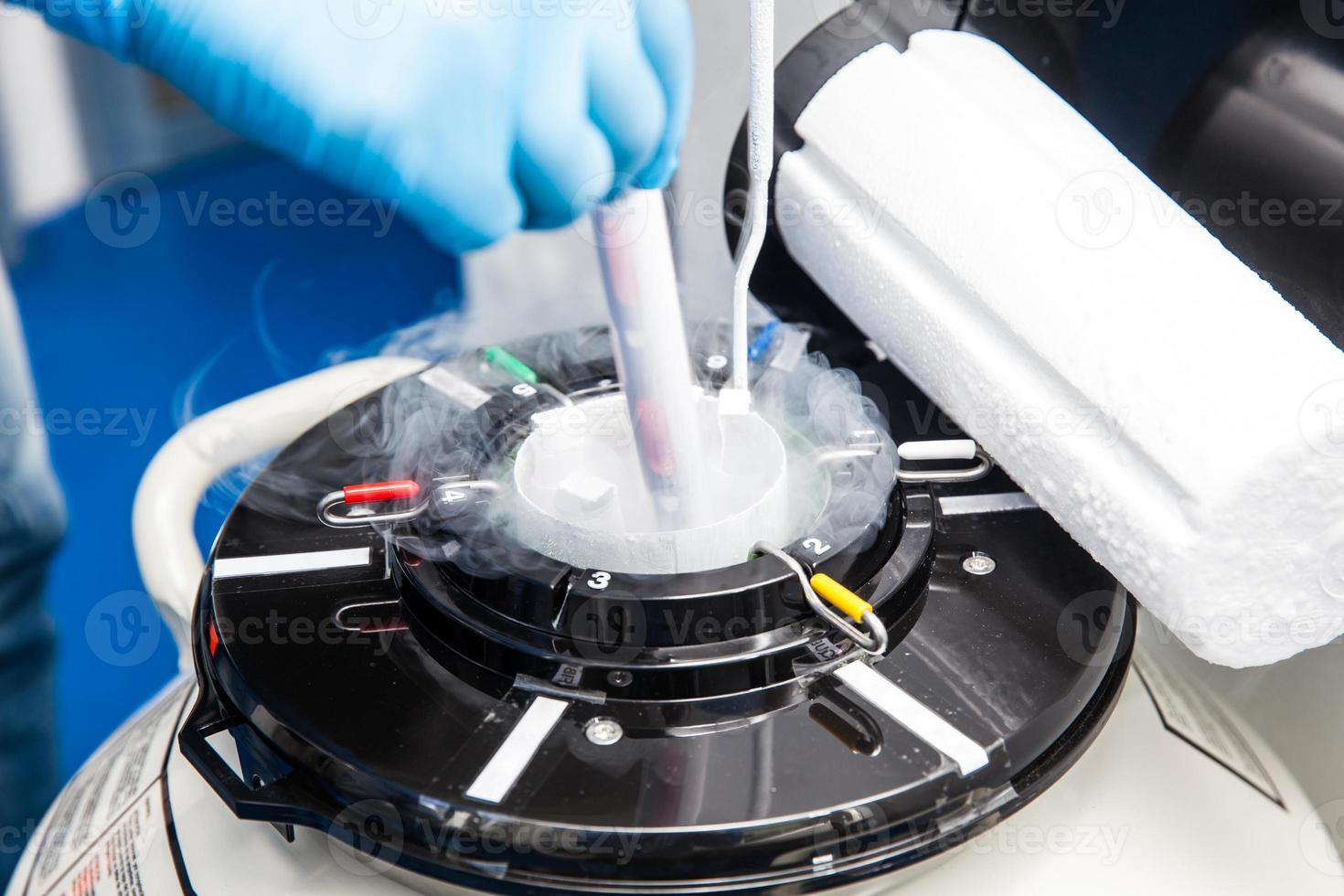 Liquid nitrogen cryogenic tank at life sciences laboratory photo