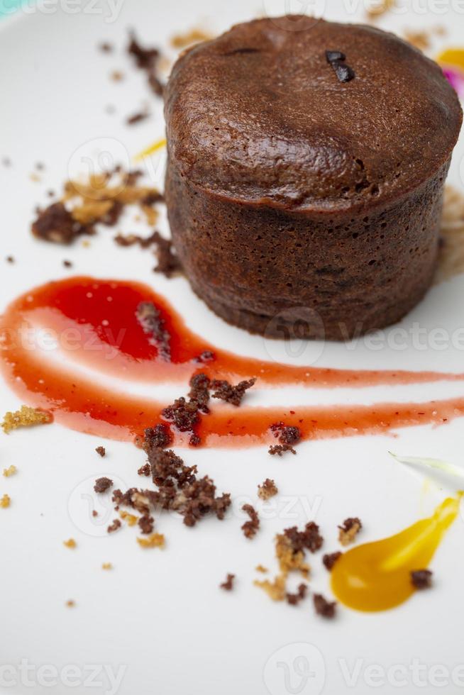 gourmet chocolate pudding close-up photo