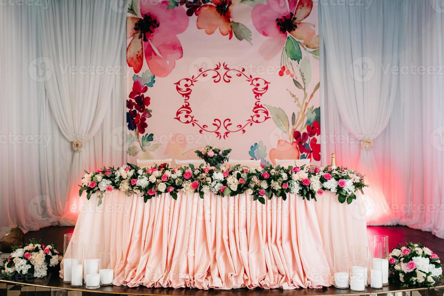 Banquet hall for weddings with decorative elements photo