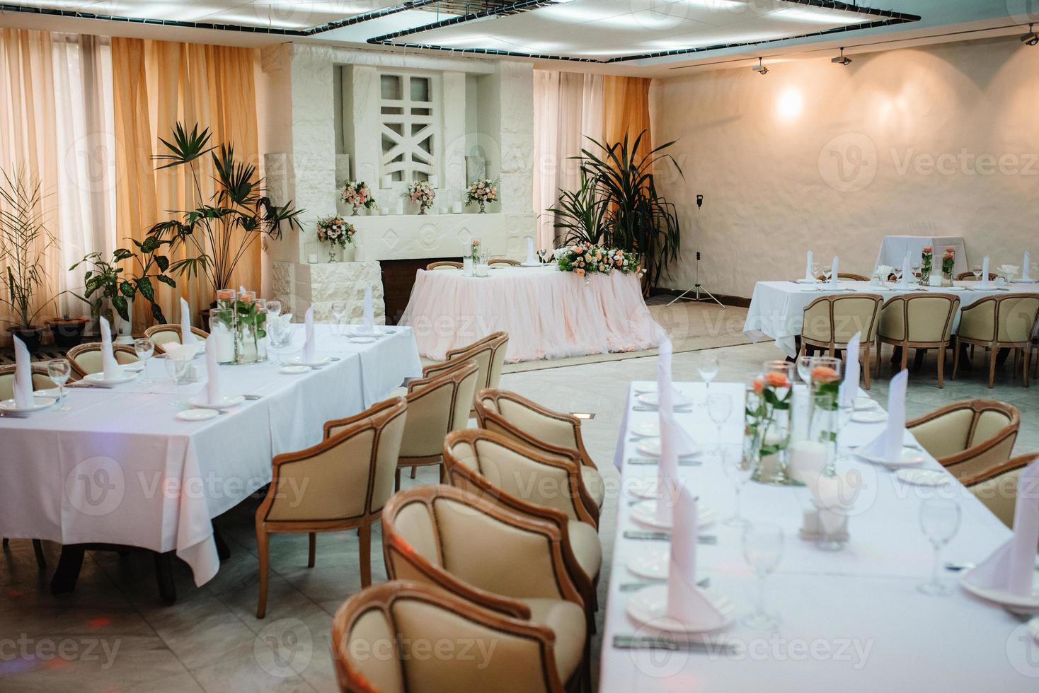 Banquet hall for weddings with decorative elements photo