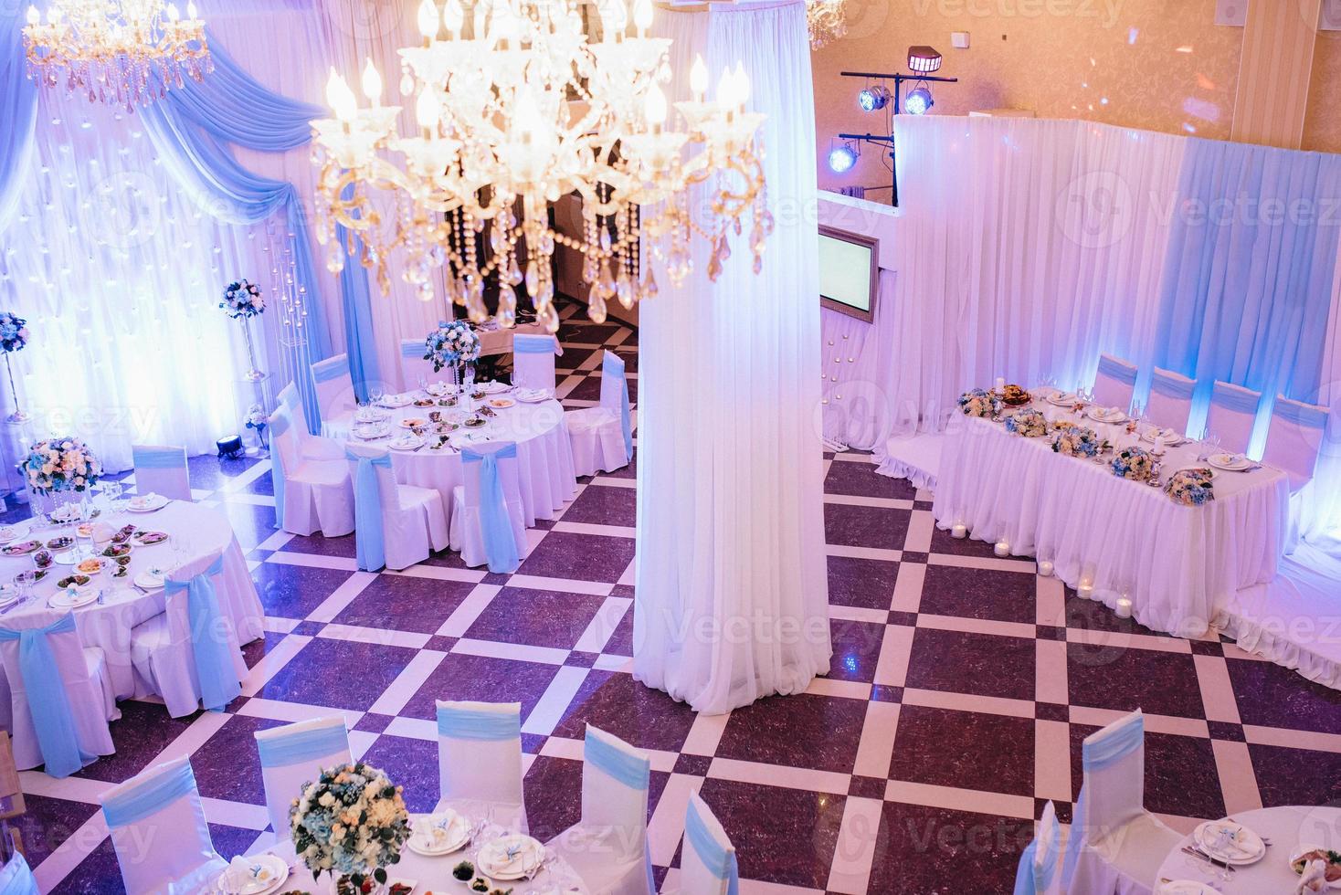 Banquet hall for weddings with decorative elements photo