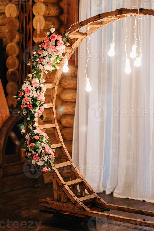 Banquet hall for weddings with decorative elements photo