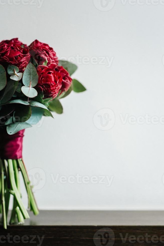 elegant wedding bouquet of fresh natural flowers photo