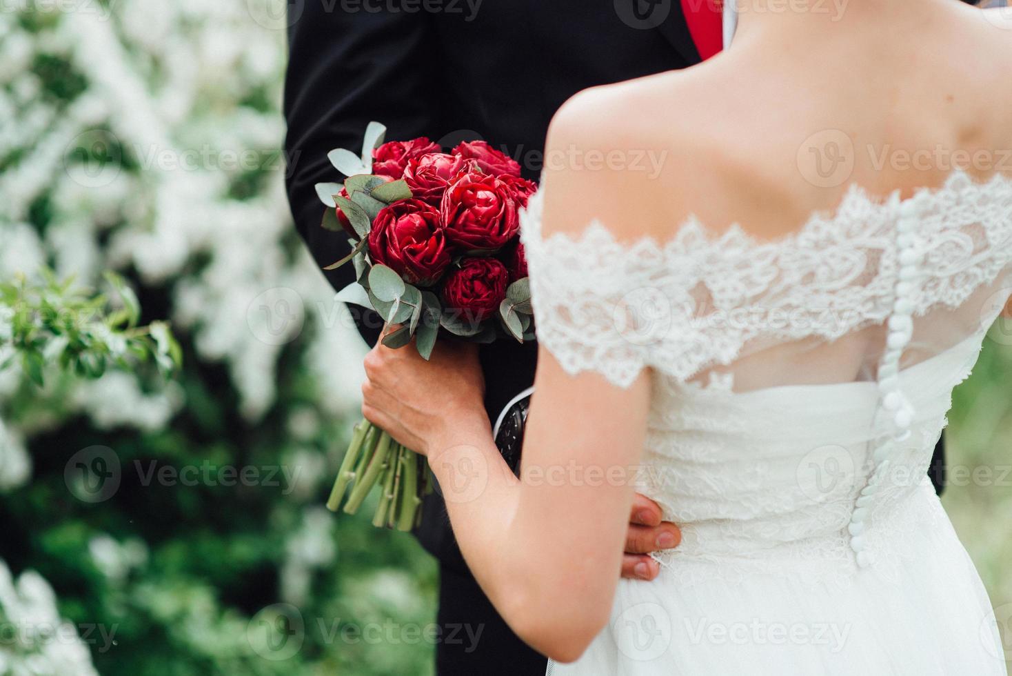 elegant wedding bouquet of fresh natural flowers photo