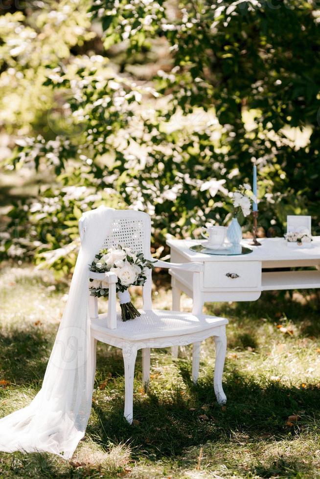 elegant wedding bouquet of fresh natural flowers photo