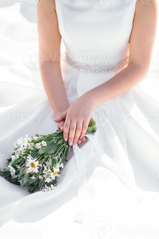 elegant wedding bouquet of fresh natural flowers photo