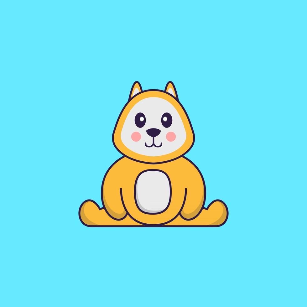 Cute dog is sitting. Animal cartoon concept isolated. Can used for t-shirt, greeting card, invitation card or mascot. Flat Cartoon Style vector