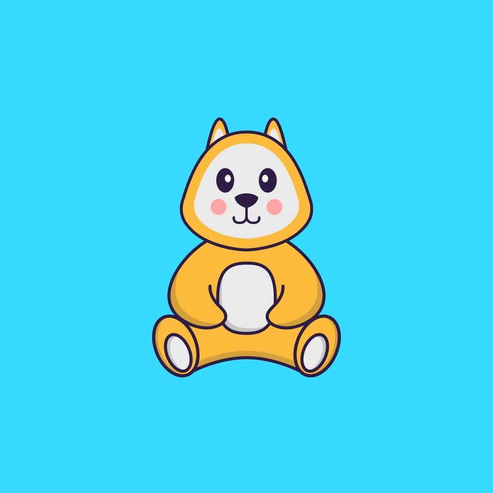 Cute dog is sitting. Animal cartoon concept isolated. Can used for t-shirt, greeting card, invitation card or mascot. Flat Cartoon Style vector