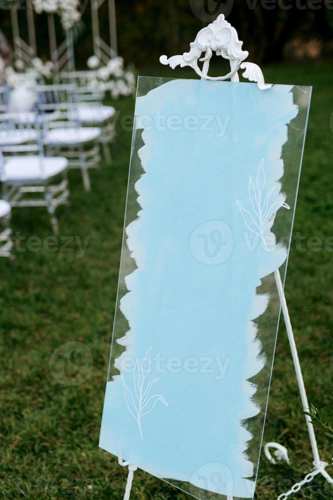 seating card for guests at the banquet photo