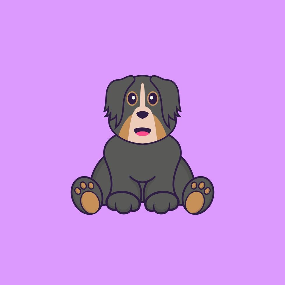 Cute dog is sitting. Animal cartoon concept isolated. Can used for t-shirt, greeting card, invitation card or mascot. Flat Cartoon Style vector